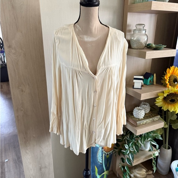 Cream Button-Down Top - Picture 1 of 4